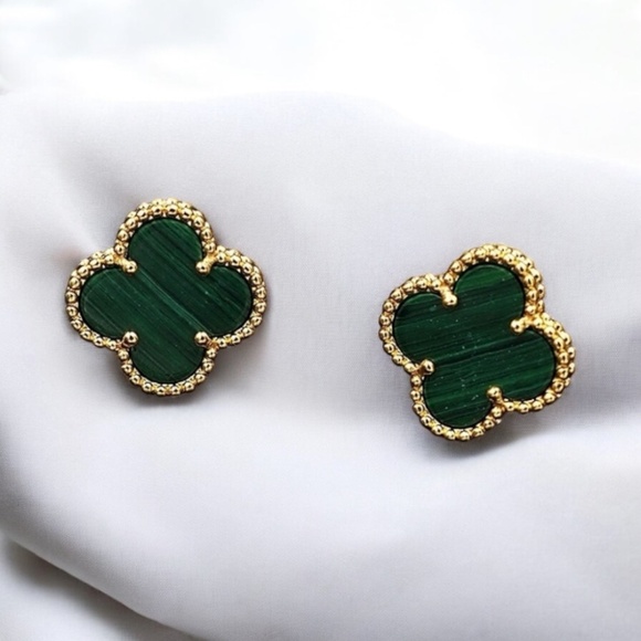 New 18k Gold Plated Alhambra Van Clover Earrings - Picture 7 of 9